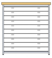 ABC HORIZONTAL CABINET L-115 CMS WITH 20 DRAWERS BLUE FINISH