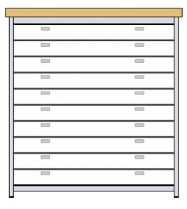 ABC HORIZONTAL CABINET L-115 CMS WITH 20 DRAWERS BLUE FINISH