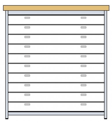 ABC HORIZONTAL CABINET L-115 CMS WITH 20 DRAWERS BLUE FINISH