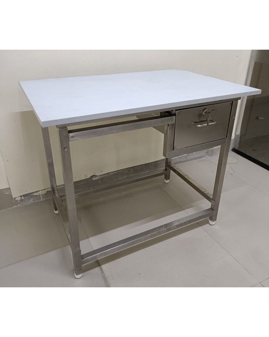 SEPA SS TABLE WITH DRAWER SIZE 36X24X30+6 CMS WITH TOP BOARD (ADJUSTABLE & FOLDABLE)