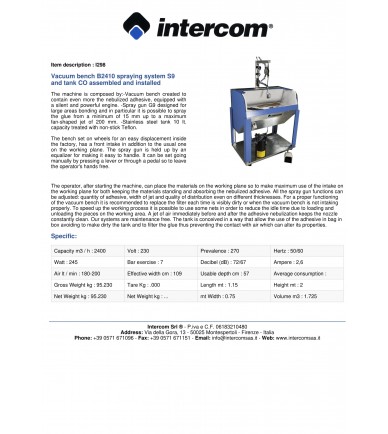 MANUAL SPRAY SYSTEMS I298 BENCH B2410+S9+TANK