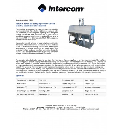 MANUAL SPRAY SYSTEMS I988 BENCH B9+S8+TANK